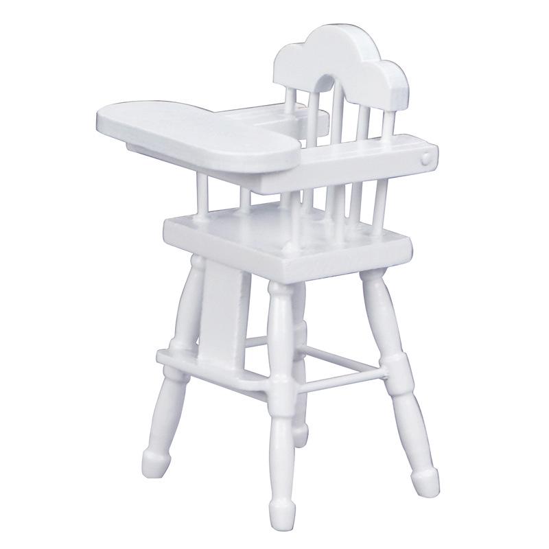 1:12 Miniature Dollhouse Baby High Chair - White Toy Furniture Model