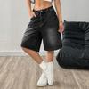 Women's Bermuda Jean Shorts High Waisted Knee Length Baggy Jorts Wide Leg Loose Denim Shorts with Pockets