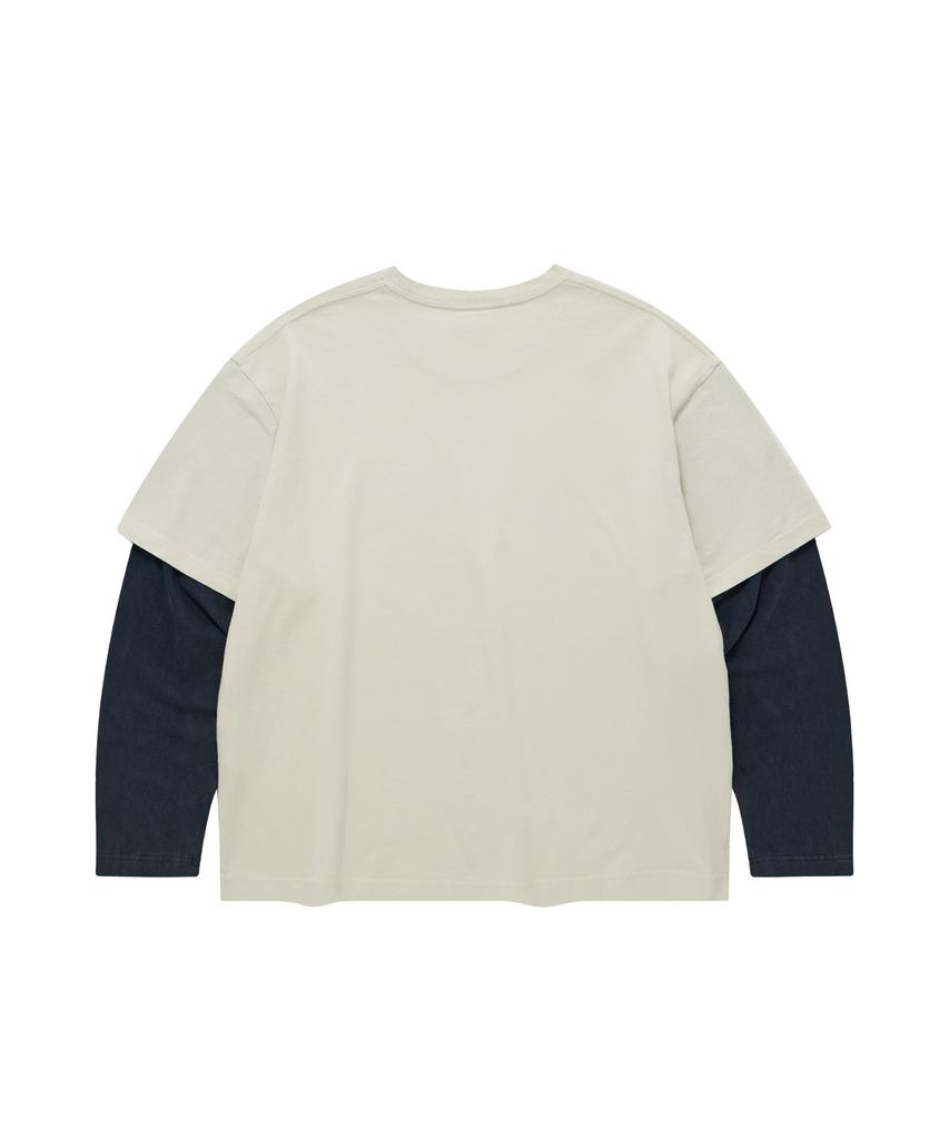 COVERNAT Arch Logo Layered Long Sleeve Ecru