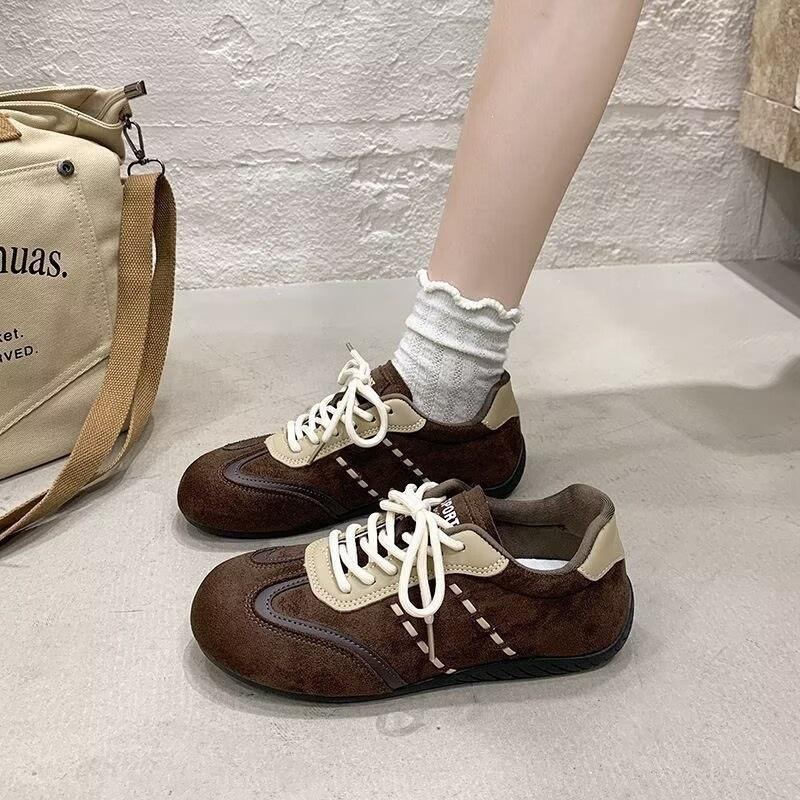 Soft Leather Retro Red German Training Shoes Women's 2026 Spring New Versatile Casual Flat Baseplate Shoes Forrest Gump Sports Shoes