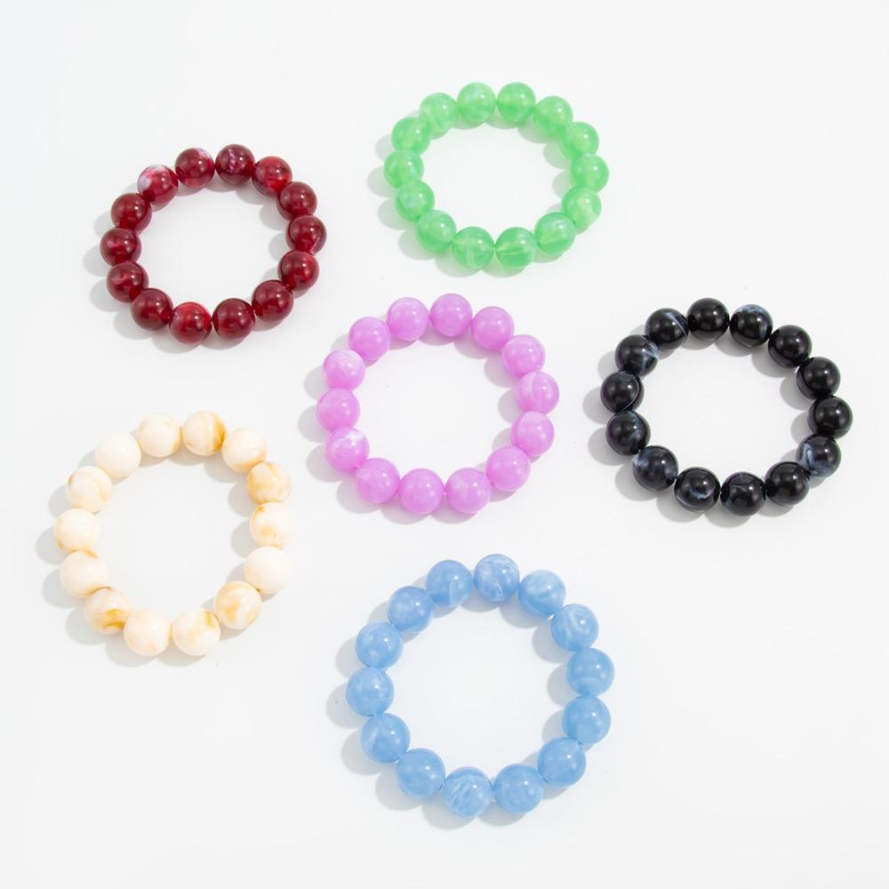 Bohemia Fashion Dopamine Color Acrylic Round Bead Handmade Beading Necklace for Women Temperament Simple Jewelry Accessory Gift