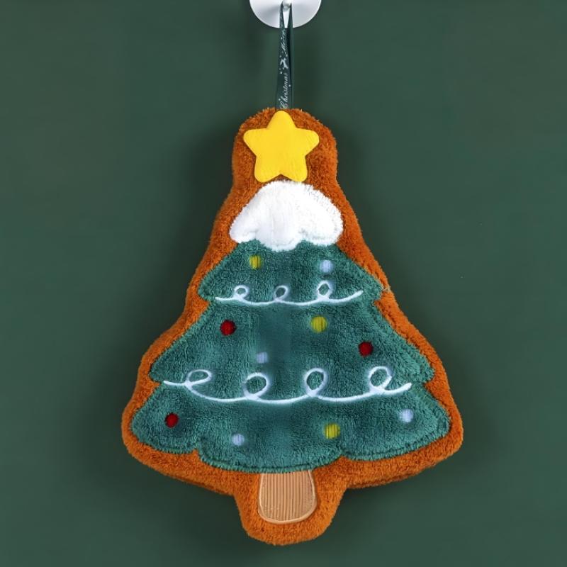 Christmas Hand Towel Kitchen Absorbent Cleaning Cloth Hanging Quick Drying Rag Bathroom Snowman Santa Claus Hand Cloth