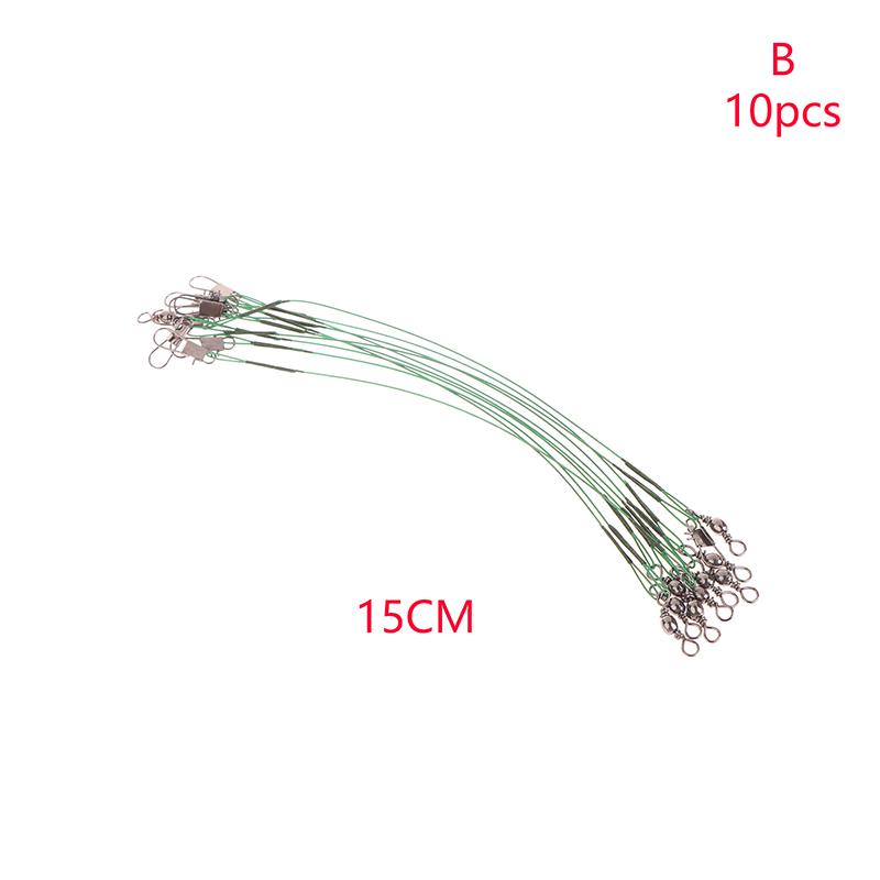 10Pcs 10/15/20/25/30Cm Anti-Bite Steel Wire Leash Lure Fishhook Line Trace Wire Leader With Swivel Fishing Lure Accessories