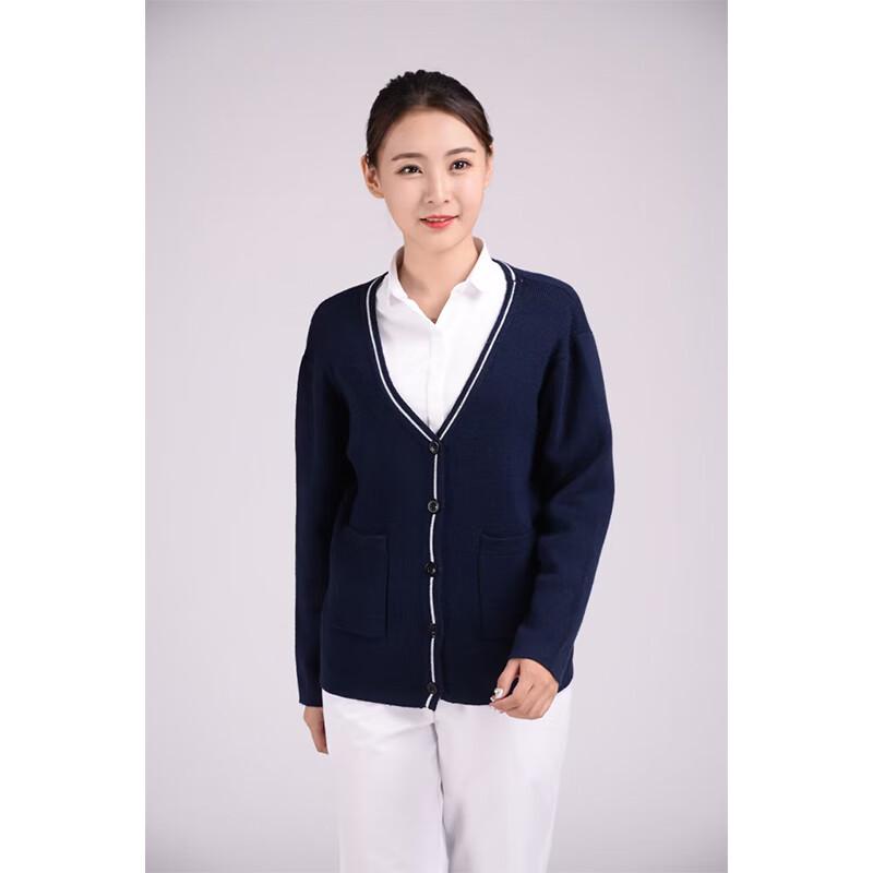 Women's V-Neck Thickened Wool Blend Knit Cardigan for Nurses