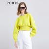 PORTS Women's Lime Green Logo Jacquard Knit Sweater