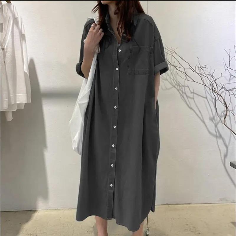 Women's Denim Dress, Shirt Collar Denim Casual Dress