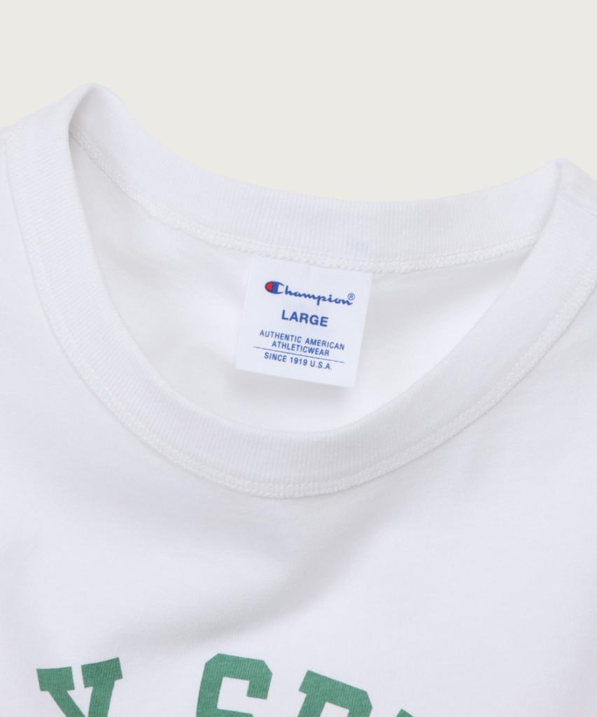 CHAMPION Basic Garment Washed Arch Graphic T-Shirt Green