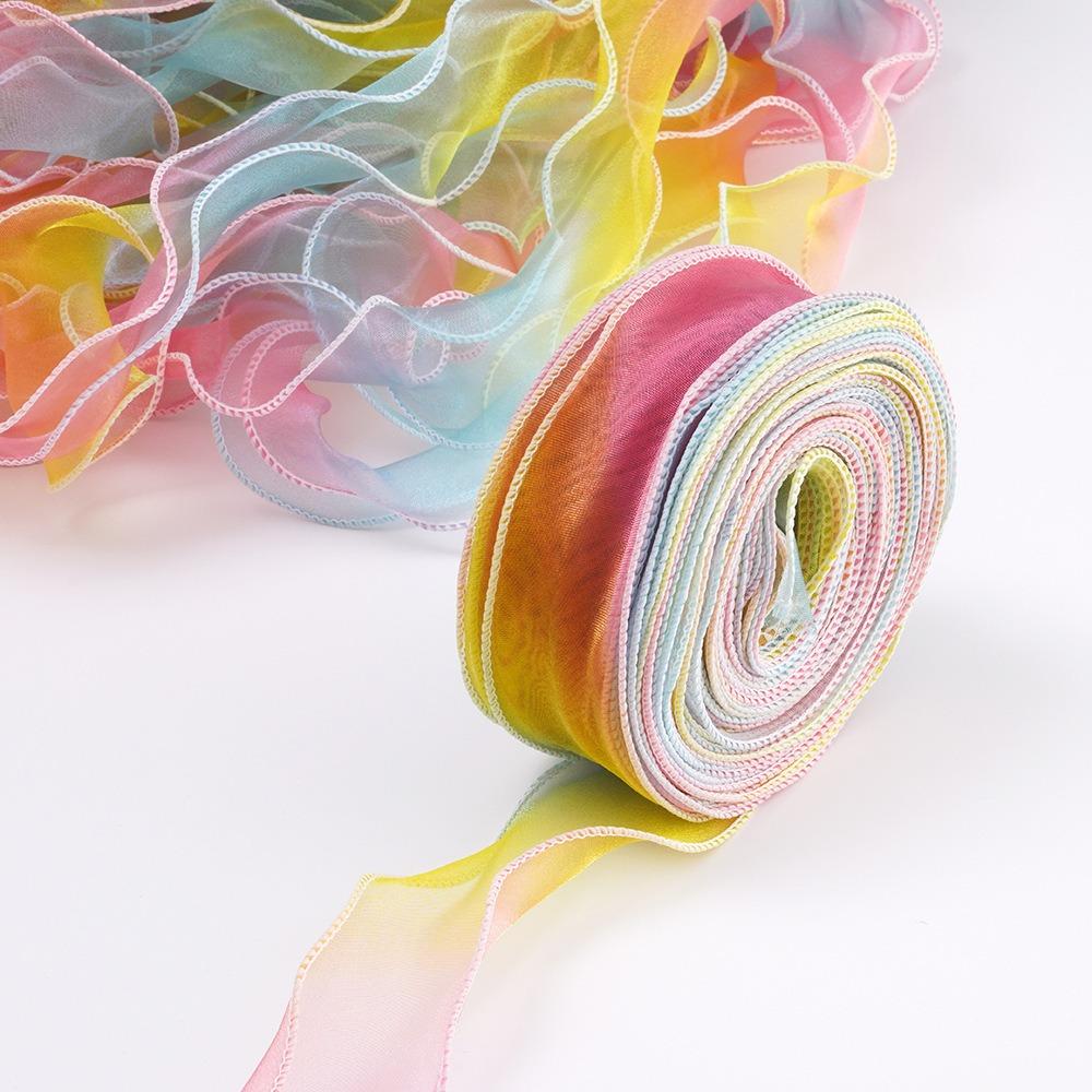 10 Yards Length Organza Ribbon Gradient Colored Lace Ribbon Ribbons Satin Ribbon  Bow Material
