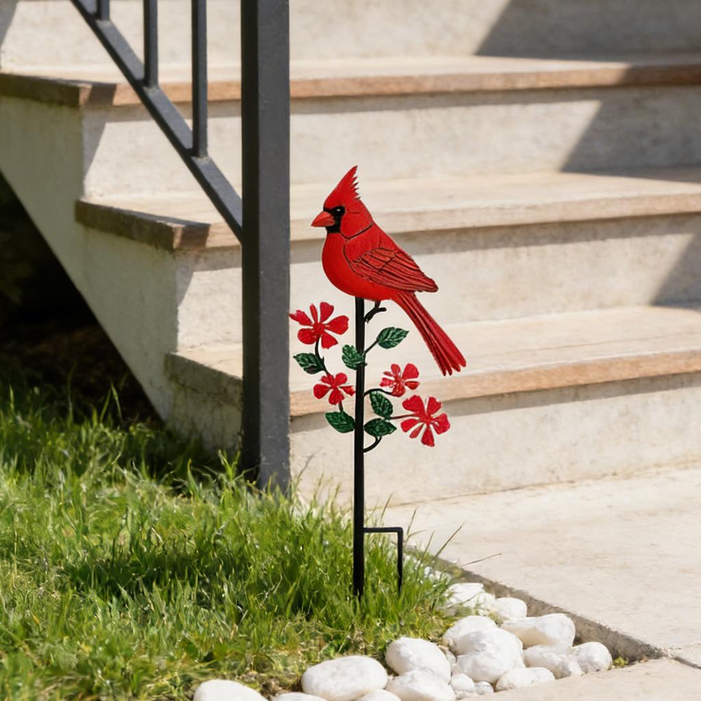 Metal And Iron Art Decoration Garden Decoration Red Bird Outdoor Metal Crafts