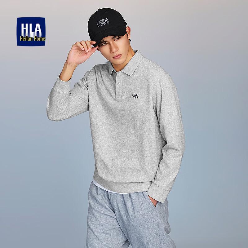 HLA Men s Textured Pique Embroidered Long-Sleeve Polo Shirt XL