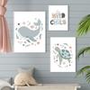 Meeresleben Oktopus Wal Schildkröte Benutzerdefinierter Babyname Kinderzimmer Poster Drucke Wandkunst Bild Dekor Nordische Kinderzimmer Leinwandbild