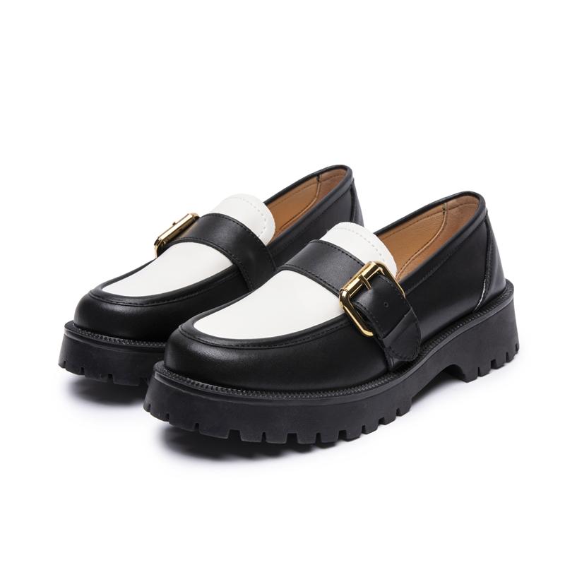 Fashion Shoes Women Loafers Genuine Leather Spring Big Size British Style School Girl Shoes Color Matching Fashion Oxford Shoes Women