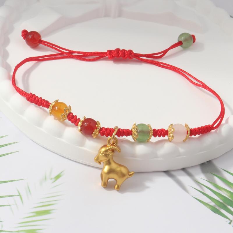 Handmade Braid Lucky Sheep Red String Bracelet Chinese Zodiac Sign New Year Rope Braided Bracelet Gifts For Women Men Kids