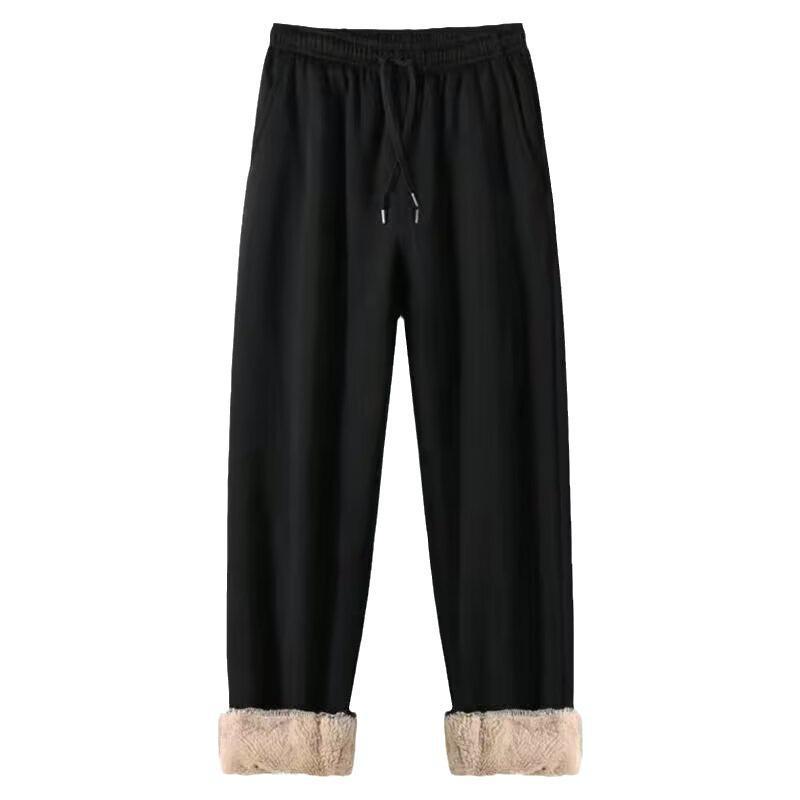 Męskie ciepłe legginsy z aksamitu jagnięcego: Jesień/Zima, Luźny krój, Jednolity kolor, Sportowa moda casualowa, Duże rozmiary.