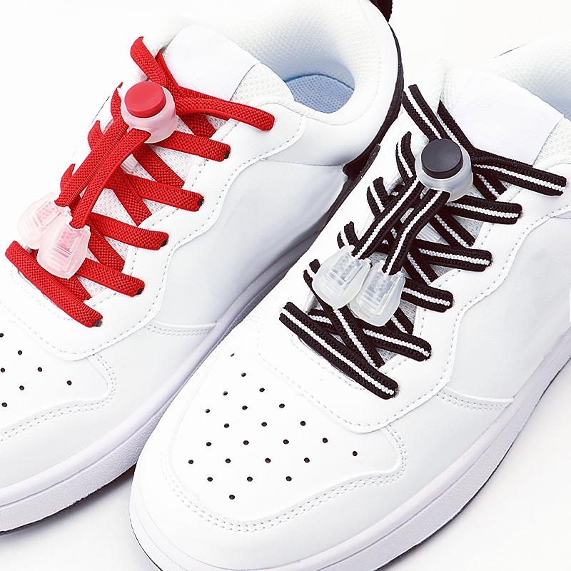 New Elastic Shoe Laces Round Snap Lock Flat Shoelaces Without Ties Kids Adult Quick Shoelace Shoe Accessories 2 Pair