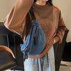 Breast bag women's super fire versatile denim messenger bag boys street trendy fanny pack sports cycling casual shoulder bag