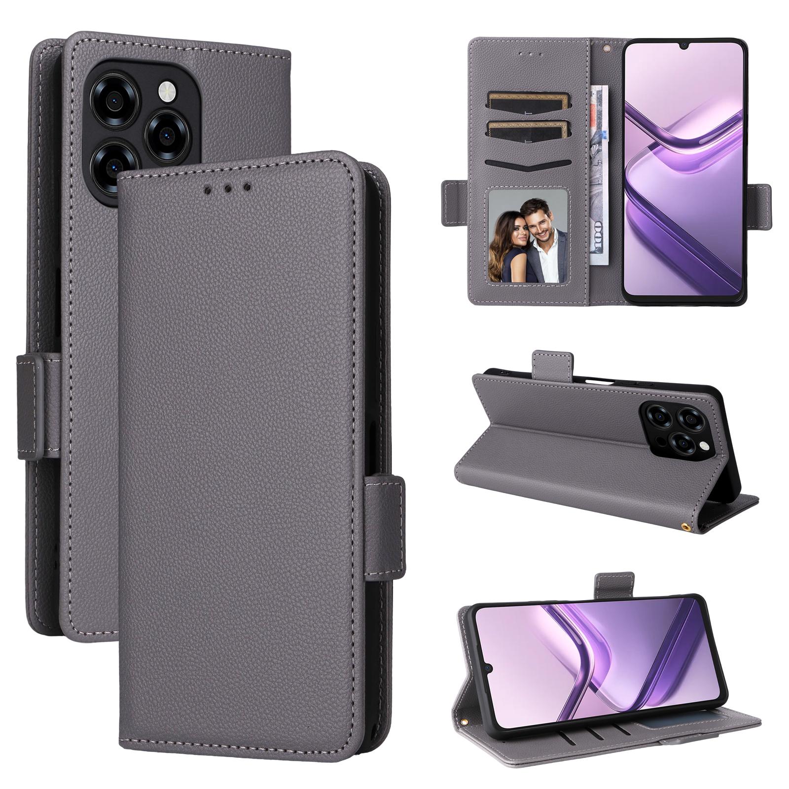 

Кожаный флип-чехол для Doogee Note 58/Note 58 Pro PU чехол для телефона полная защита корпуса противоударный с [блокировкой RFID] серый