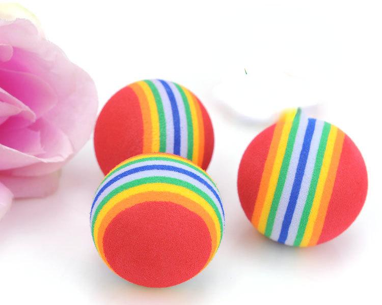 Rainbow Eva Cat Toys Ball Interactive Cat Dog Play Chewing Rattle Scratch Eva Ball Training Balls Pet Toys Supplies Pet Products Decor