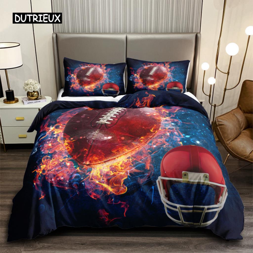 Football Quilt Cover Package Three-Dimensional Sports Football Bed Linen Package Pillowcase for Boys Teens Double Size Queen Dimension King Dimension