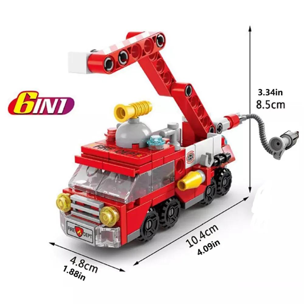 142Pcs City Fire Truck Fighting Building Blocks Sets Fire Brigade Car Model Toy Small Particles Bricks DIY Educational Toys for