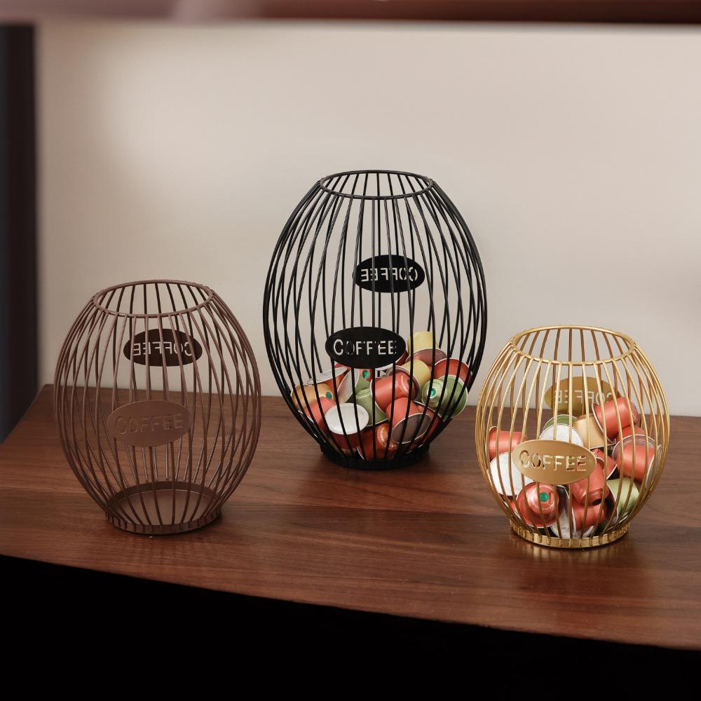 Nordic Style Coffee Mate Iron Coffee Shop Counter Open Display Rack Coffee Capsule Organiser