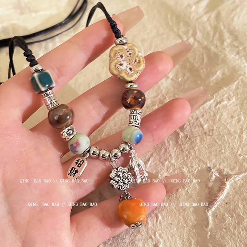 Zen Retro Chinesische Keramik Halskette - Handgewebtes Nischendesign für Frauen