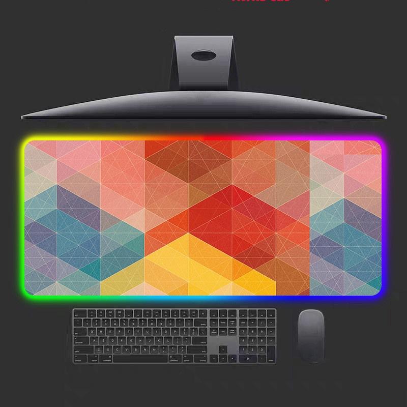 RGB Grande 90x40cm Mouse Pad de Escritório LED Gaming Mousepad Teclado Computador Geométrico Almofada de Mesa para Tablet PC Notebook Tapete