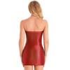 Women's Glossy Sheer Strapless Mini Dress Bodycon Sleeveless Tube Night Club Short Dress
