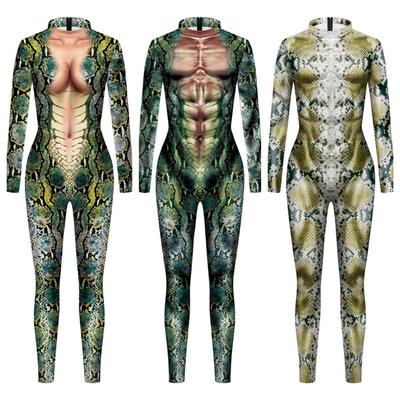 Women Men Animals Snake Python 3D Printed Jumpsuit Unisex Punk Muscle Halloween Cosplay Costumes Adult Party Role Play Dress Up Outfit