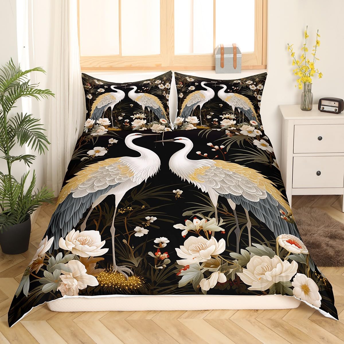 

Lotus Duvet Cover Set For Girls Women Queen Lightweight Down Quilt Covers Bedroom Decor 2 Pillowcases 1 Duvet Cover No Comforter EU Single(135x200cm)