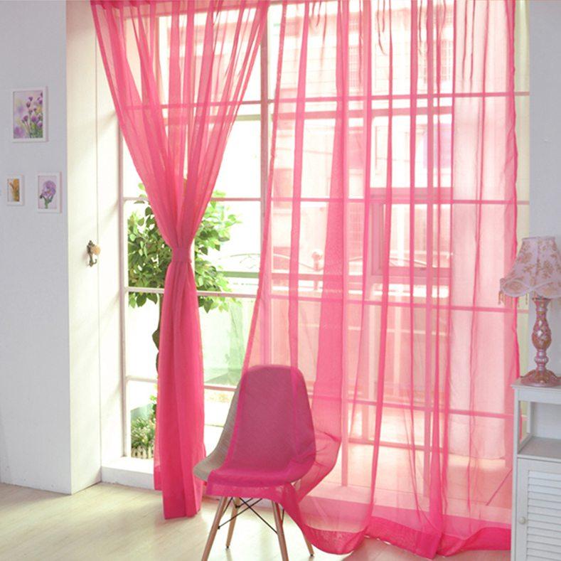 1 Pcs Colorful Sheer Tulle Curtains Polyester Solid Color Rod Pocket Curtain For Bedroom Kitchen Living Room Kid Room Classroom