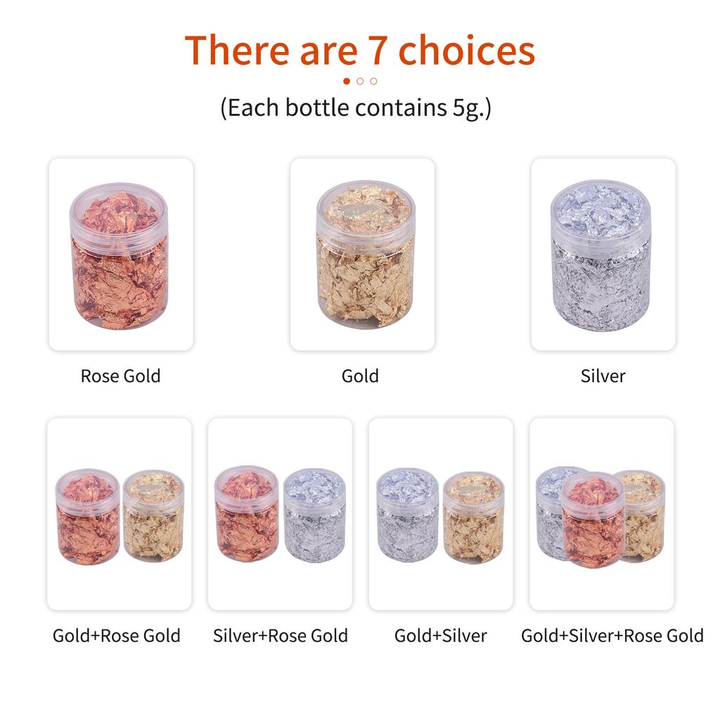 5g Per Color Imitation Gold Foil Flakes 3 Bottles Metallic Foil Flakes for Resin Jewelry Making Nails Art Painting DIY