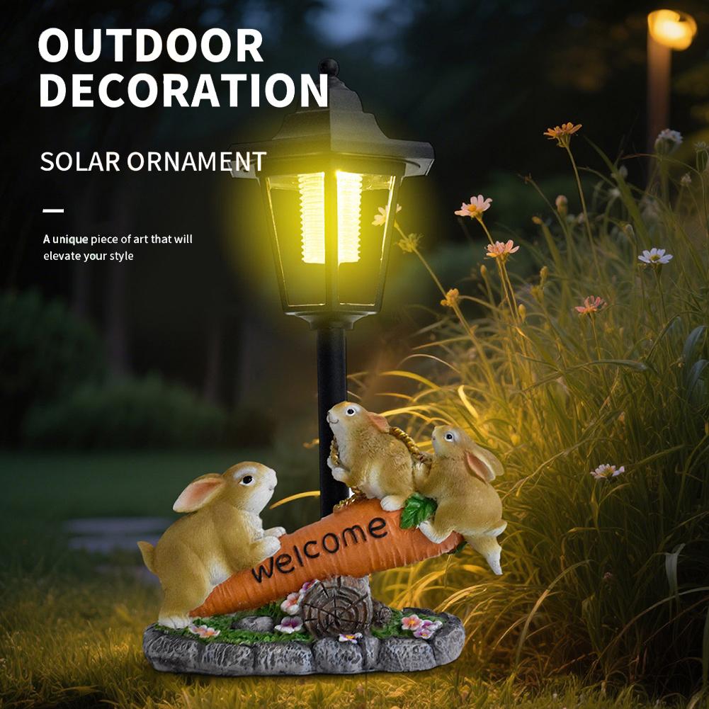 Solar Powered Resin Sculpture Figurine Light Animal Decorative Lamp for Yard Patio Lawn Outdoor Garden Decor
