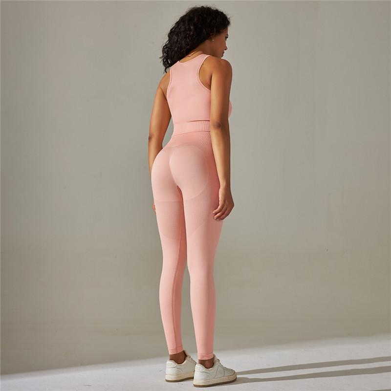 Nessaj Yoga Sets Women Workout Outfits High Waist Leggings Sleeveless Sports Top Fitness Set Seamless Gym Tracksuit