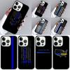 Police Thin Blue Line American Flag Phone Case For iPhone 17 Air 16 16e 15 13 14 Pro Max 11 12 Plus 2022 MAX Cover