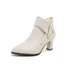 20 autumn and winter new style metal decoration pointed head thick heel fashion short boots women