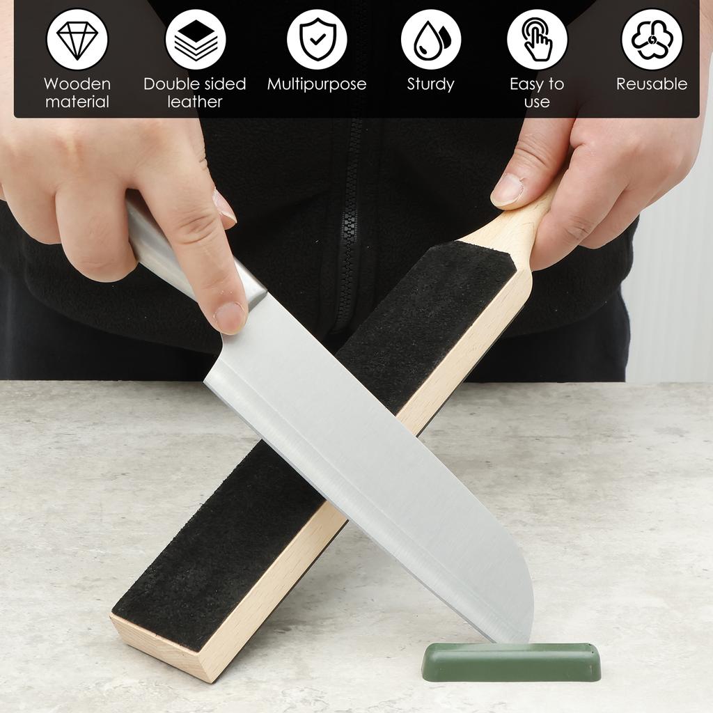 Double Side Leather Strop Leather Sharpening Strop for Razor Knives Double Sided Home Sharpening Tool and Polishing Board