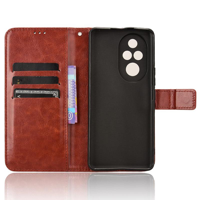For Honor 200 Pro 5G Case Crazy Horse Texture Leather Phone Cover 3 Card Slots