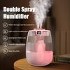 Air Humidifier 1300Ml Aroma Humidifier Double Spray Port Essential Oil Diffuser Usb Water Humidifier With Light For Home Office