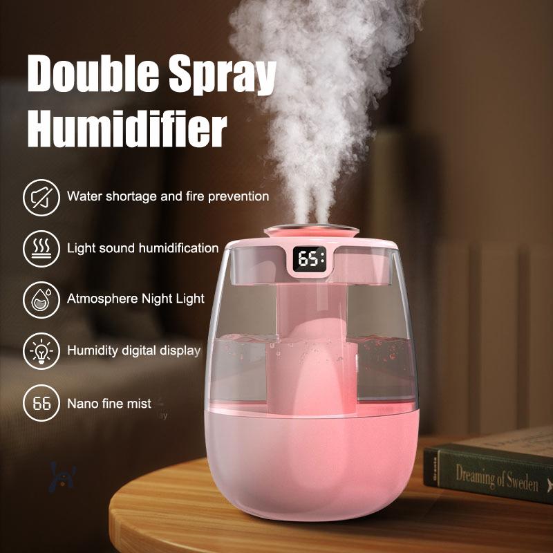 Air Humidifier 1300Ml Aroma Humidifier Double Spray Port Essential Oil Diffuser Usb Water Humidifier With Light For Home Office