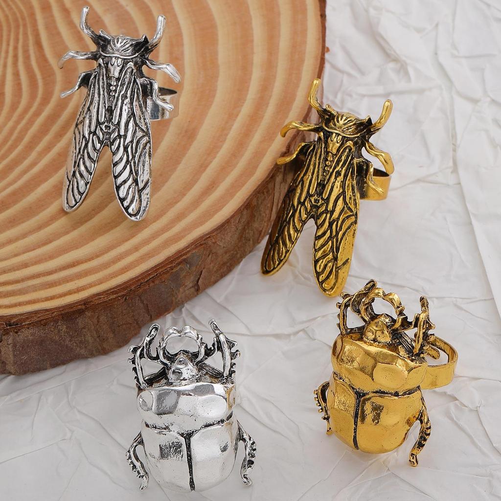 European & American Bold Cicada Beetle Ring - Unisex, Adjustable Index Finger Accessory.