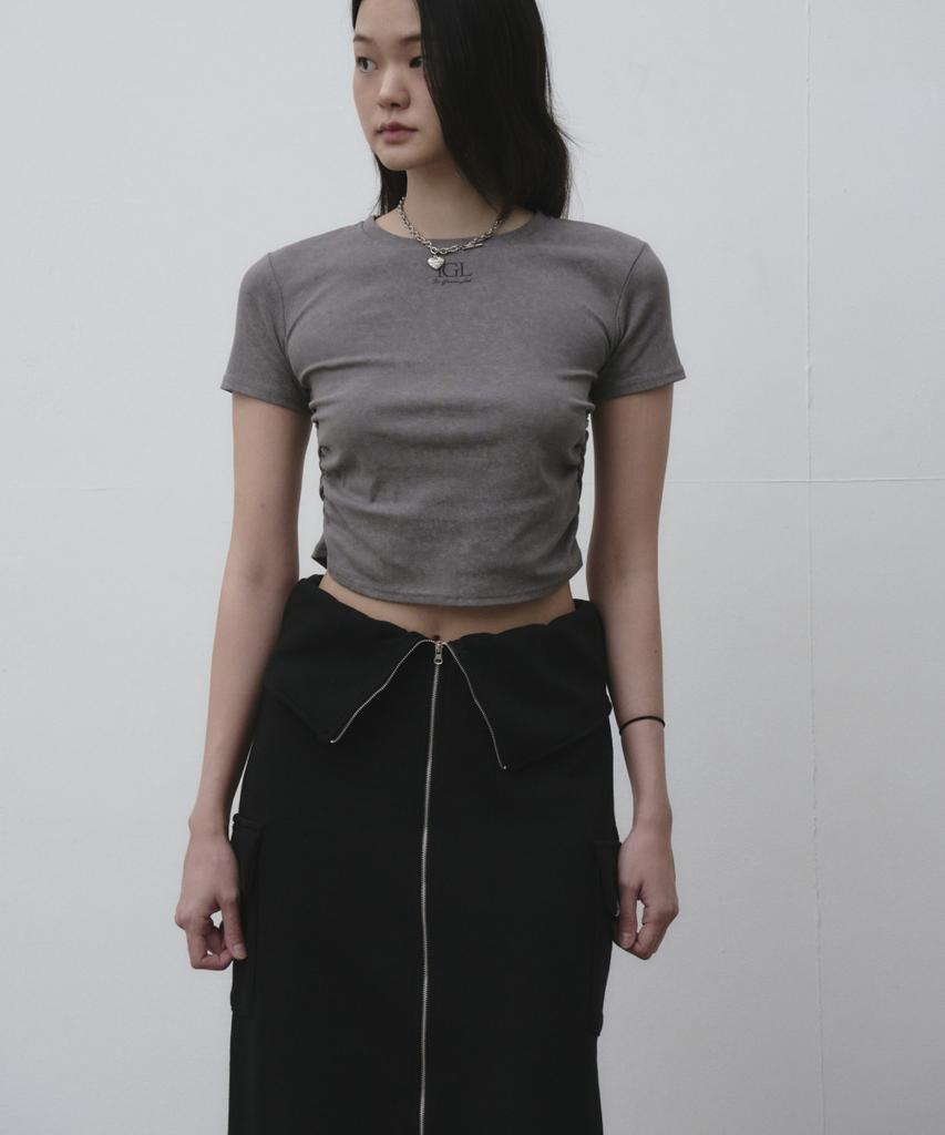 THE GREEN LAB Two-Way Zipper Cargo Long Skirt [Melange Grey]