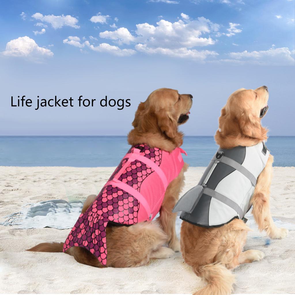 Adjustable Dog Swimming Life Preservers with High Buoyancy Swim Vest Flotation Device Swimsuit Rescuing Handle