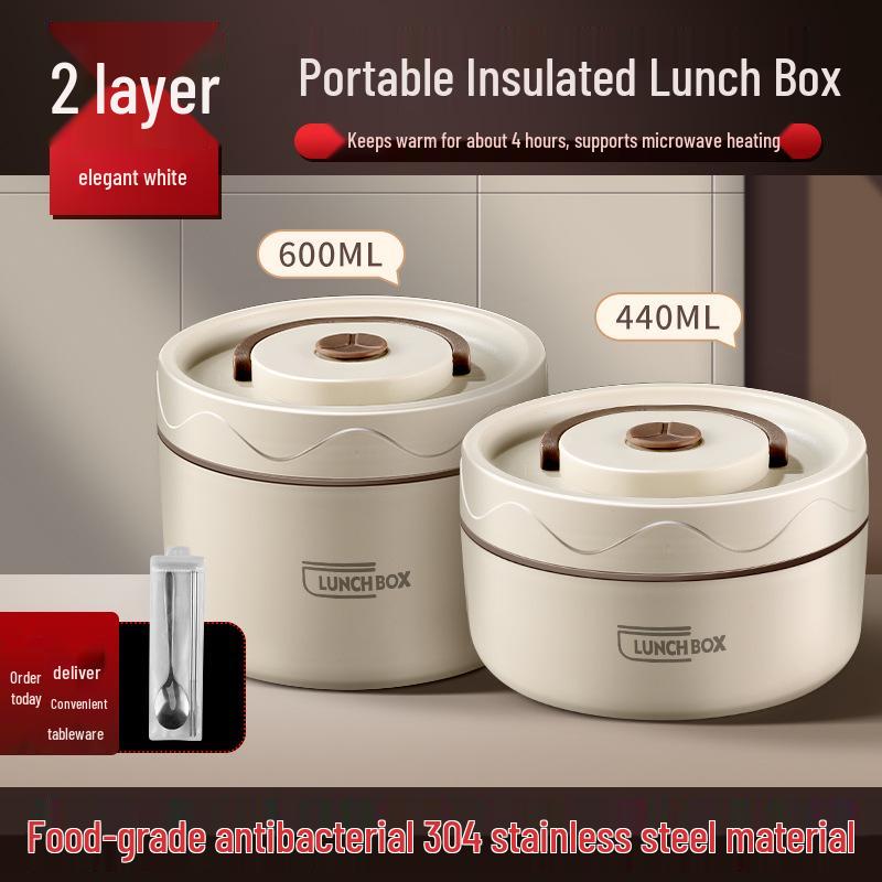 Extra Long Insulated Stainless Steel Bento Lunch Box - Microwaveable & Portable