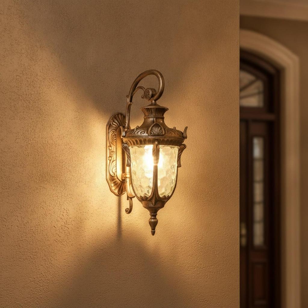 Weatherproof Outdoor Wall Sconce with Glass Shade Farmhouse Lantern