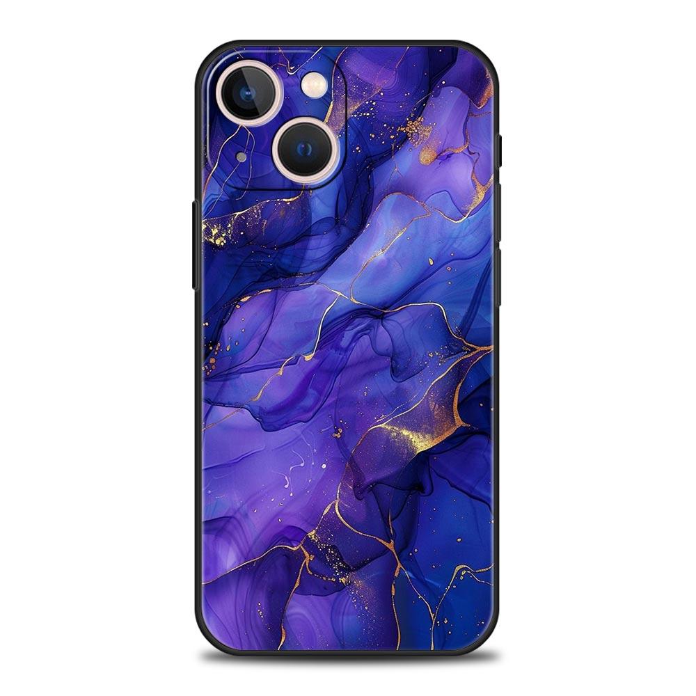 Watercolor Marble Phone Case For iPhone 17 16 15 Pro Max 11 12 13 14 7 8 Plus SE 2020 X XR XS Cover Soft Black