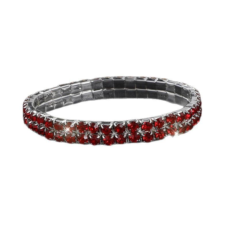 Full Diamond Bracelet Exaggerated Rhinestone Bracelet Bridal Crystal Two Rows Elastic Line Bracelet Female