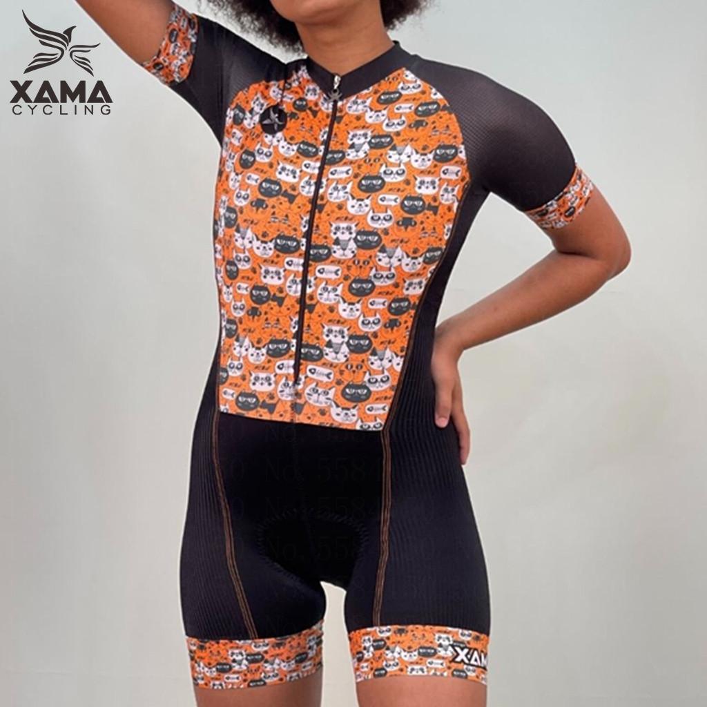 Dámský cyklistický overal Xama Cycling Sexy leopardí overal s krátkým rukávem Tri Suit Oblečení na cyklistický závod Pro velikosti 2XS-4XL