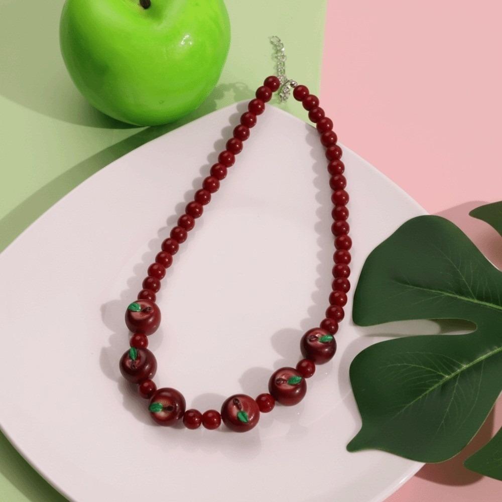 Layered Fruit Bead Necklace Stackable Retro Necklace Bohemian Colorful Choker Beach