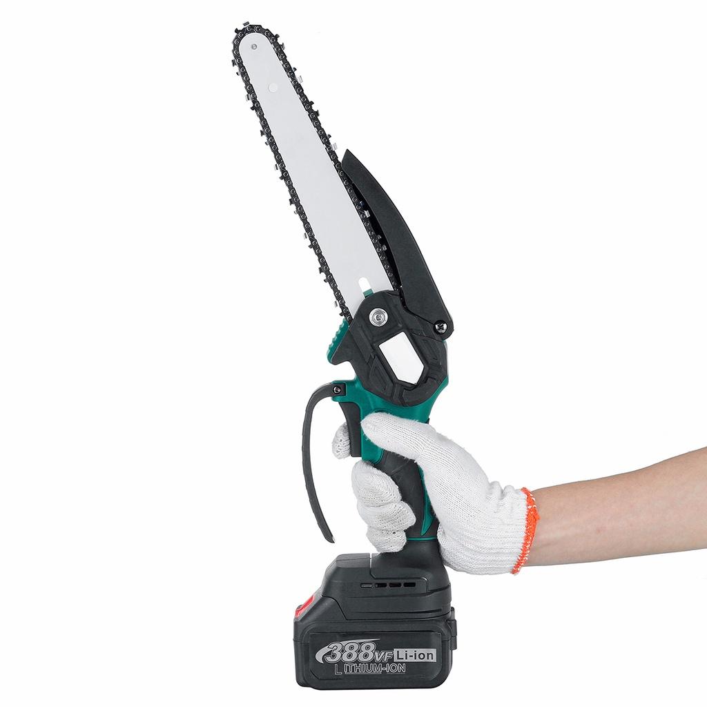 8Inches 388VF Brushless Mini Electric Chain Saw Variable Speed Rechargeable Woodworking Tools With 2Battery 3000W